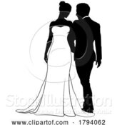 Vector Illustration of Bride and Groom Couple Wedding Dress Silhouettes by AtStockIllustration