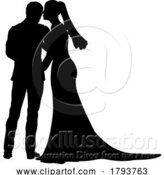 Vector Illustration of Bride and Groom Couple Wedding Dress Silhouettes by AtStockIllustration