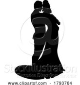 Vector Illustration of Bride and Groom Couple Wedding Dress Silhouettes by AtStockIllustration