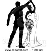 Vector Illustration of Bride and Groom Couple Wedding Dress Silhouettes by AtStockIllustration