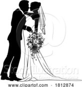 Vector Illustration of Bride and Groom Couple Wedding Dress Silhouettes by AtStockIllustration