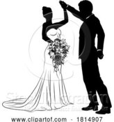 Vector Illustration of Bride and Groom Couple Wedding Dress Silhouettes by AtStockIllustration