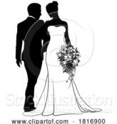 Vector Illustration of Bride and Groom Couple Wedding Dress Silhouettes by AtStockIllustration