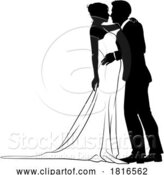 Vector Illustration of Bride and Groom Couple Wedding Dress Silhouettes by AtStockIllustration