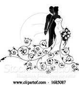 Vector Illustration of Bride and Groom Wedding Silhouette Concept by AtStockIllustration