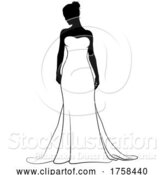 Vector Illustration of Bride Bridal Wedding Dress Silhouette Lady Design by AtStockIllustration