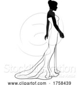 Vector Illustration of Bride Bridal Wedding Dress Silhouette Lady Design by AtStockIllustration