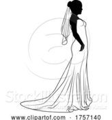 Vector Illustration of Bride Bridal Wedding Dress Silhouette Lady Design by AtStockIllustration