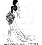 Vector Illustration of Bride Bridal Wedding Dress Silhouette Lady Design by AtStockIllustration