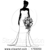 Vector Illustration of Bride Bridal Wedding Dress Silhouette Lady Design by AtStockIllustration