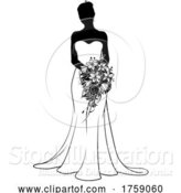 Vector Illustration of Bride Bridal Wedding Dress Silhouette Lady Design by AtStockIllustration