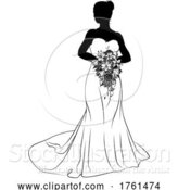 Vector Illustration of Bride Bridal Wedding Dress Silhouette Lady Design by AtStockIllustration