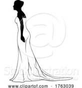 Vector Illustration of Bride Bridal Wedding Dress Silhouette Lady Design by AtStockIllustration