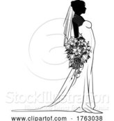 Vector Illustration of Bride Bridal Wedding Dress Silhouette Lady Design by AtStockIllustration