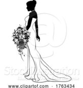 Vector Illustration of Bride Bridal Wedding Dress Silhouette Lady Design by AtStockIllustration