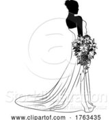 Vector Illustration of Bride Bridal Wedding Dress Silhouette Lady Design by AtStockIllustration