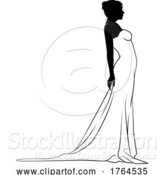 Vector Illustration of Bride Bridal Wedding Dress Silhouette Lady Design by AtStockIllustration