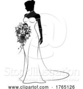 Vector Illustration of Bride Bridal Wedding Dress Silhouette Lady Design by AtStockIllustration