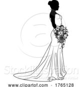 Vector Illustration of Bride Bridal Wedding Dress Silhouette Lady Design by AtStockIllustration