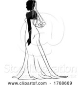 Vector Illustration of Bride Bridal Wedding Dress Silhouette Lady Design by AtStockIllustration