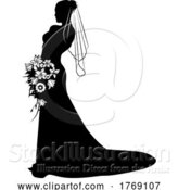 Vector Illustration of Bride Bridal Wedding Dress Silhouette Lady Design by AtStockIllustration