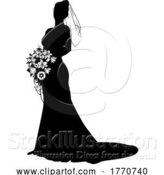 Vector Illustration of Bride Bridal Wedding Dress Silhouette Lady Design by AtStockIllustration