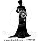 Vector Illustration of Bride Bridal Wedding Dress Silhouette Lady Design by AtStockIllustration