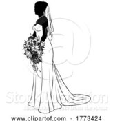 Vector Illustration of Bride Bridal Wedding Dress Silhouette Lady Design by AtStockIllustration