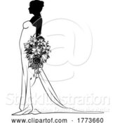 Vector Illustration of Bride Bridal Wedding Dress Silhouette Lady Design by AtStockIllustration