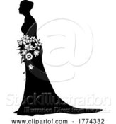 Vector Illustration of Bride Bridal Wedding Dress Silhouette Lady Design by AtStockIllustration