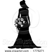 Vector Illustration of Bride Bridal Wedding Dress Silhouette Lady Design by AtStockIllustration