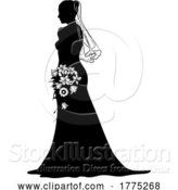 Vector Illustration of Bride Bridal Wedding Dress Silhouette Lady Design by AtStockIllustration