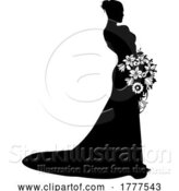 Vector Illustration of Bride Bridal Wedding Dress Silhouette Lady Design by AtStockIllustration