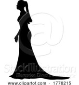 Vector Illustration of Bride Bridal Wedding Dress Silhouette Lady Design by AtStockIllustration