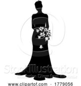Vector Illustration of Bride Bridal Wedding Dress Silhouette Lady Design by AtStockIllustration
