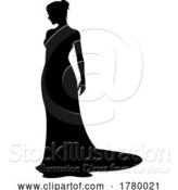 Vector Illustration of Bride Bridal Wedding Dress Silhouette Lady Design by AtStockIllustration