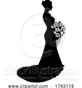 Vector Illustration of Bride Bridal Wedding Dress Silhouette Lady Design by AtStockIllustration