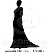 Vector Illustration of Bride Bridal Wedding Dress Silhouette Lady Design by AtStockIllustration