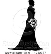 Vector Illustration of Bride Bridal Wedding Dress Silhouette Lady Design by AtStockIllustration