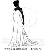 Vector Illustration of Bride Bridal Wedding Dress Silhouette Lady Design by AtStockIllustration