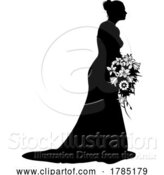 Vector Illustration of Bride Bridal Wedding Dress Silhouette Lady Design by AtStockIllustration