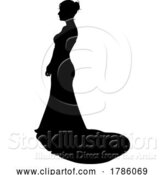 Vector Illustration of Bride Bridal Wedding Dress Silhouette Lady Design by AtStockIllustration