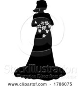 Vector Illustration of Bride Bridal Wedding Dress Silhouette Lady Design by AtStockIllustration