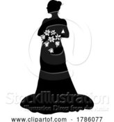 Vector Illustration of Bride Bridal Wedding Dress Silhouette Lady Design by AtStockIllustration