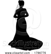 Vector Illustration of Bride Bridal Wedding Dress Silhouette Lady Design by AtStockIllustration