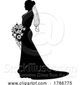 Vector Illustration of Bride Bridal Wedding Dress Silhouette Lady Design by AtStockIllustration