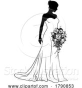 Vector Illustration of Bride Bridal Wedding Dress Silhouette Lady Design by AtStockIllustration