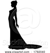 Vector Illustration of Bride Bridal Wedding Dress Silhouette Lady Design by AtStockIllustration