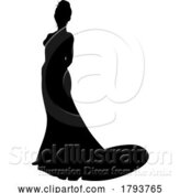 Vector Illustration of Bride Bridal Wedding Dress Silhouette Lady Design by AtStockIllustration