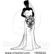 Vector Illustration of Bride Bridal Wedding Dress Silhouette Lady Design by AtStockIllustration